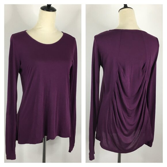 BCBGMAXAZRIA Deep Port SELDA Ruching Back Long Sleeve Shirt Top - Picture 1 of 8
